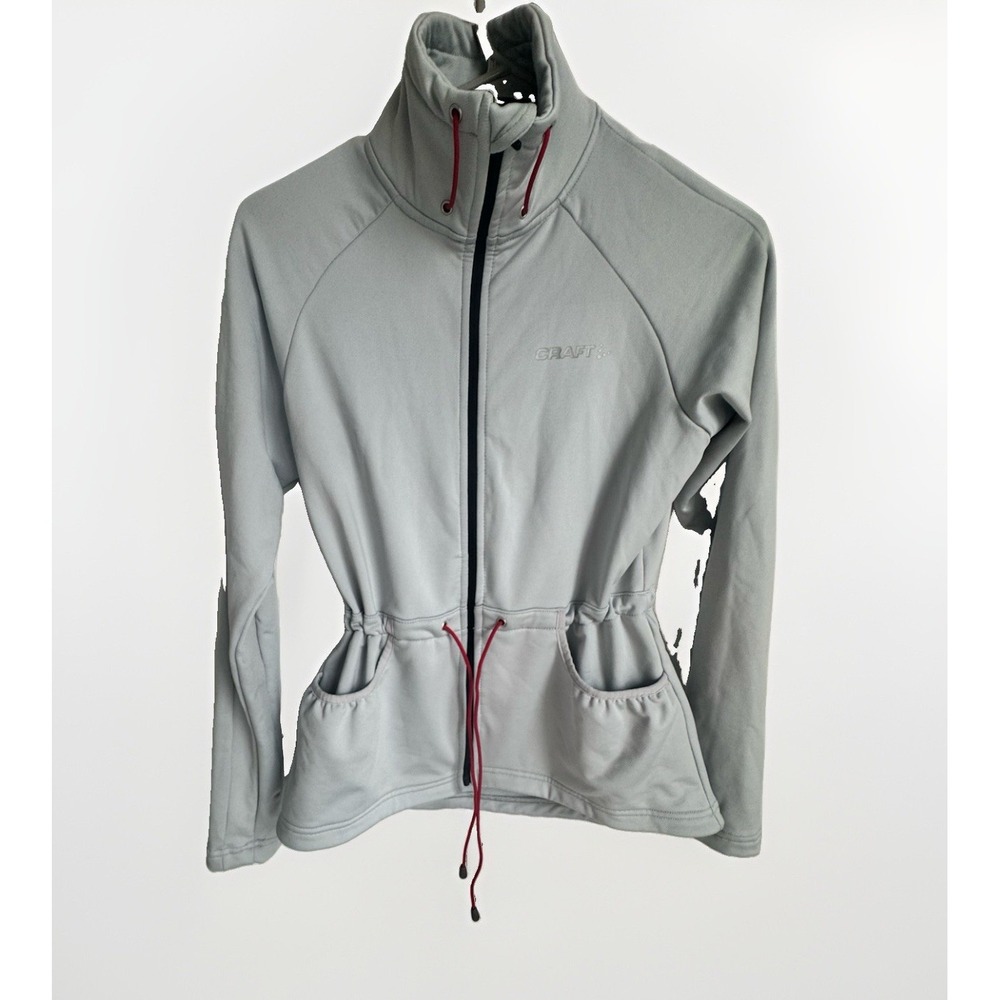 Craft Women's SoftShell Nordic Ski Running Jacket Grey Pink Drawstring Waist XS